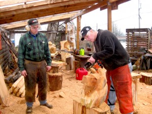 George Teaching Chainsaw Carving